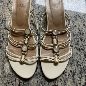 Stuart Weitzman wedge slides ivory size 9 med